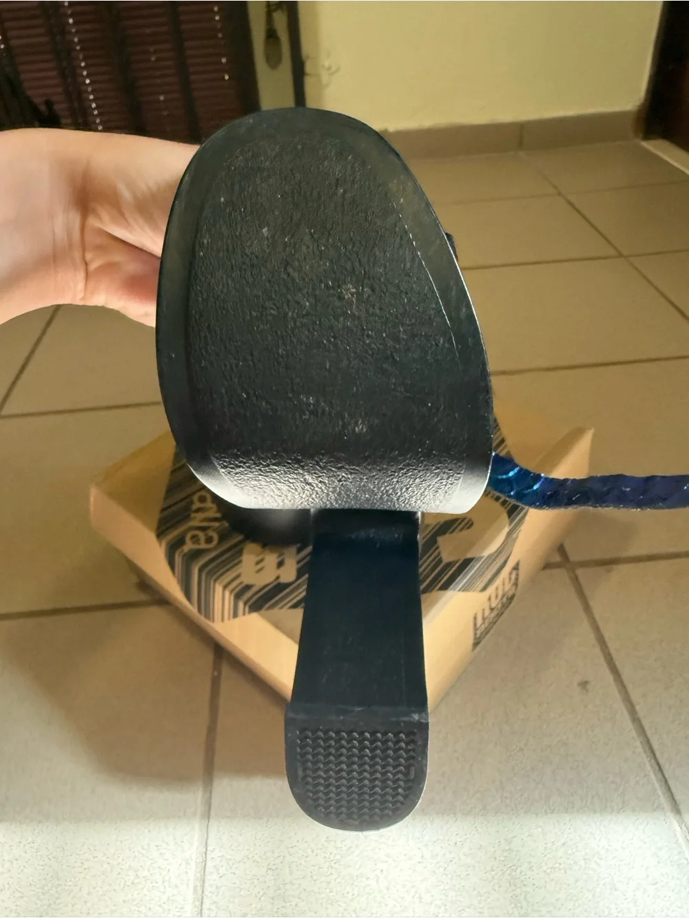 ROC Boots Australia Haunt blue patent leather platform sandals